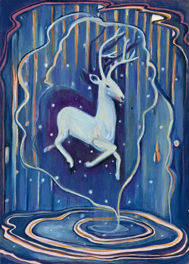Deer, Oil on canvas, 70 x 50 cm, 2019, Ute Fründt, Ute Fruendt
