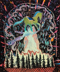 The green horse/ Erlkönig, Oil on canvas, 190 x 160 cm, 2019