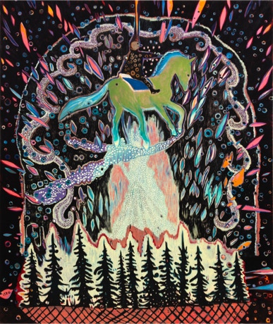 The green horse/ Erlkönig, Oil on canvas, 190 x 160 cm, 2019